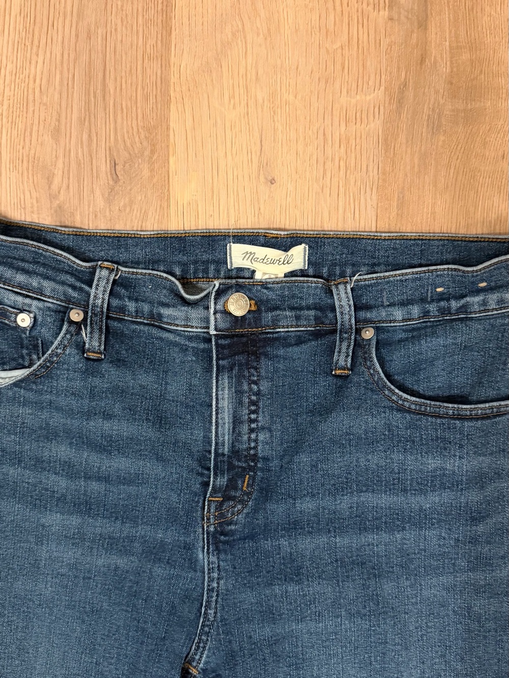 Madewell Mid Rise Kick Out Crop Jeans Size 32 Dark Wash Stretch Denim